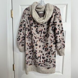 Anthropologie Gray and Black Cowl Neck Sweater Dress